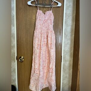 Light Pink Smocked-bodice Dress